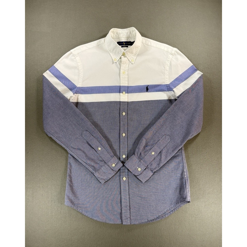 Mens Ralph Lauren Slim Fit Oxford Shirt Horizontal Stripes & Colorblock Size M